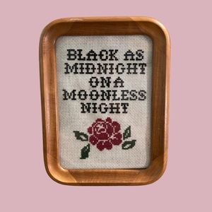 Hand Stitched Twin Peaks Cross Stitch Black As Midnight on a Moonless Night